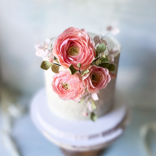 Crepe ranunculis flower,wedding cake, luxury decor