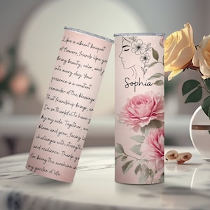 Cadeau personnalisé, cadeau de l'amitié, 20 oz, gobelet, souvenir, notes manuscrites, cadeau pour toujours, motivation, citations inspirantes, vintage