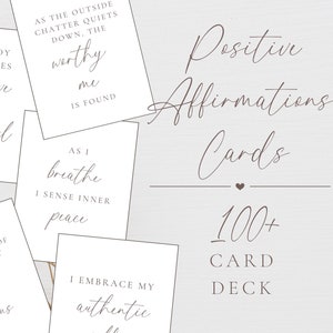 Positive Affirmations for Women Printable Card Deck Minimalist Design Positive Self Talk Cards 100+ Therapy Card Deck Digital Download