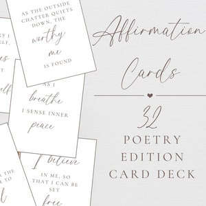 Afirmaciones positivas para adultos Baraja de cartas imprimible para adolescentes Mantras diarios para el amor propio Impresiones motivacionales Impresiones de asesoramiento Minimalistas