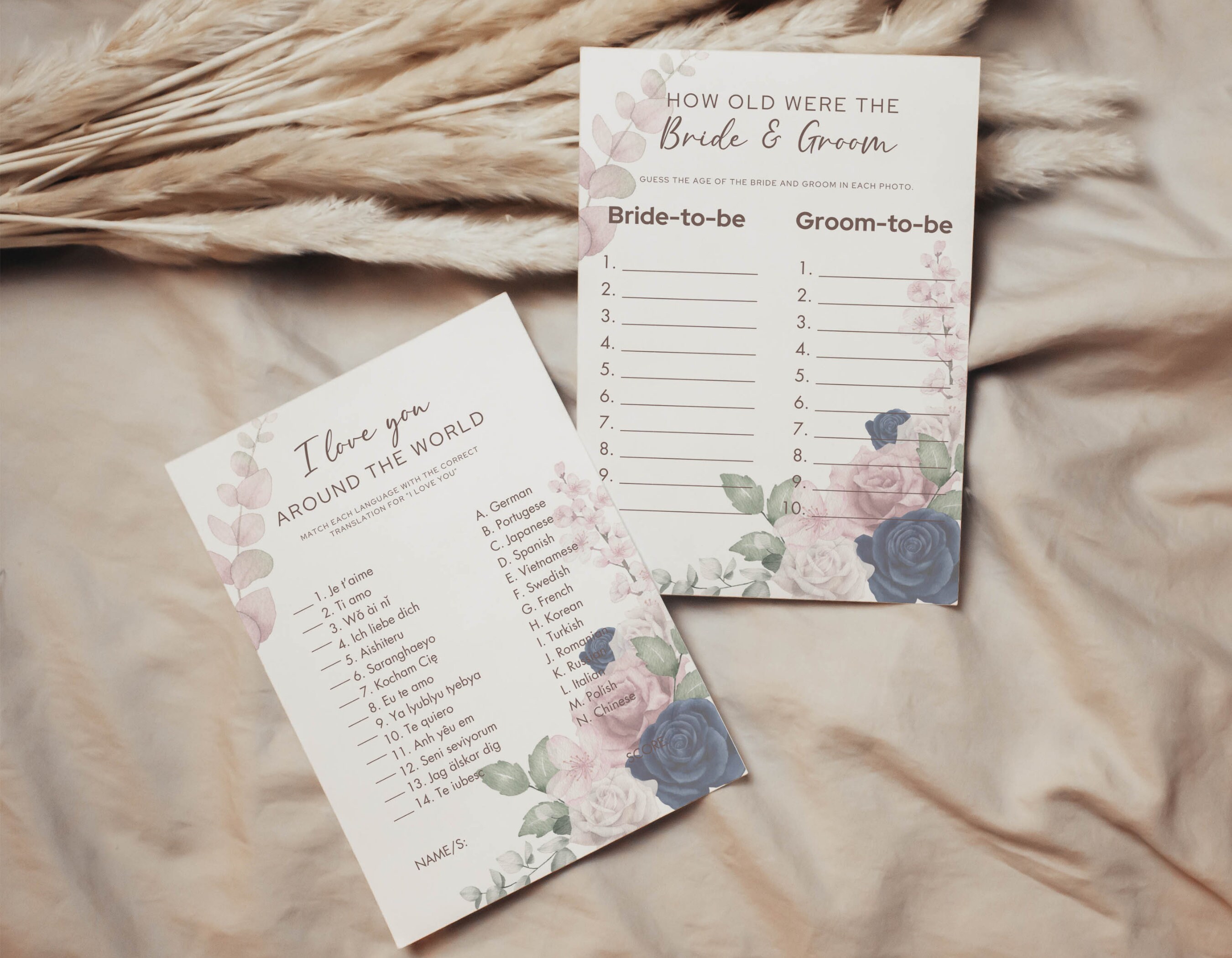 Bridal Shower Games Printable Template, Floral Bridal Shower Editable ...