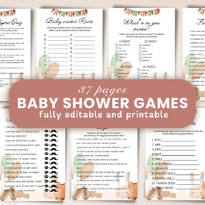 Afdrukbare safari babyshowergames | Moderne boho-trivia, baby in bloei leuke ideeën, aangepaste babyzegenkaart, kinderfeestje kit
