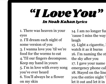 I love you in Noah Kahan lyrics