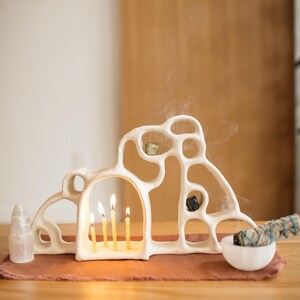 Handmade Ceramic Altar | Neutral Home Decor | Meditation Shelf | Crystal Display | Wall Shelf Decor | Slow Living Decor | Mindful Home image 11