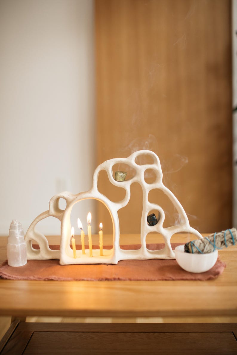 Handmade Ceramic Altar | Neutral Home Decor | Meditation Shelf | Crystal Display | Wall Shelf Decor | Slow Living Decor | Mindful Home image 11