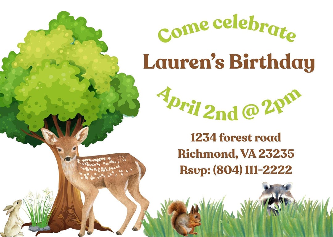 Forest Themed Birthday, Woodland Animal Themed Birthday, Forest Animals ...