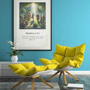 Christian Bible Art / Matthew 6:33 Bible Verse Wall Art / Jesus Painting / Scripture Wall Art image 4