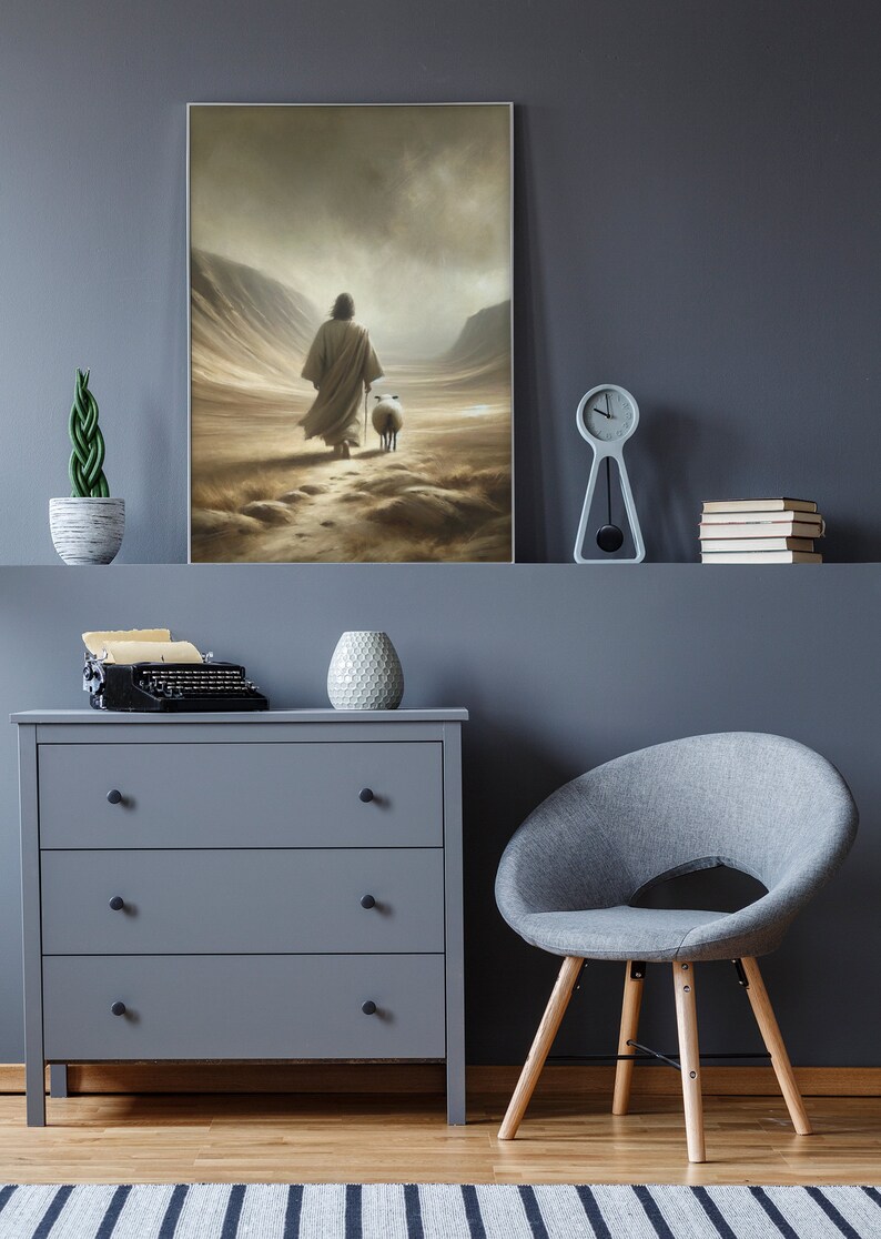 Christian Wall Art / Jesus Leaves the 99 Jesus PNG/ Jesus Painting