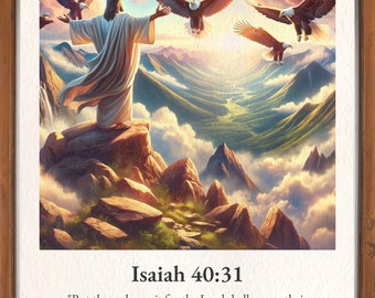 Christian Wall Art / Isaiah 40:31 Bible Sketches / Jesus Painting / Scripture Wall Art