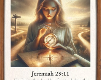 Modern Christian Art / Jeremiah 29:11 Bible Sketches / Jesus Art Canvas / Christian Wall Art