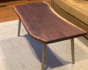 Beautiful hand made live edge black walnut coffee table