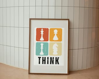 Chess Wall Art, Printable Chess Poster, Chess Gift, Chess Art Decor, Gift for Chess Lover, Chess Room Decor, Chess Player Gift, Chess Art