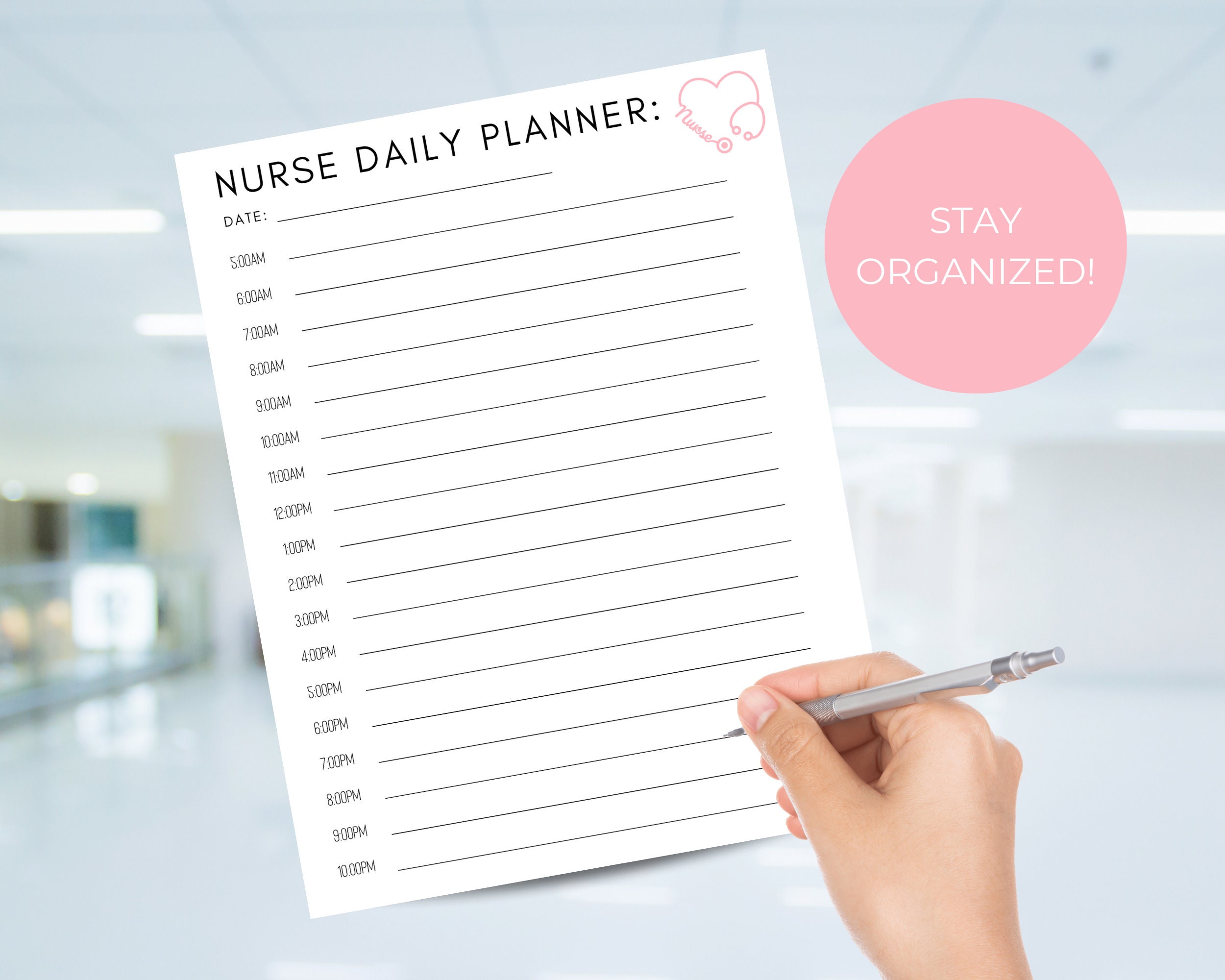 Nurse to Do List, Nurse Daily Planner, Nurse Hourly Planner, Nurse ...