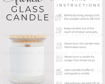 Frosted Glass Candle Care Card, Glass Candle Use Instructions, Candle Instructions, White Candle Care Card, Printify Candle, Candle Mockup
