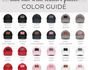 Dad Hat With Leather Patch Color Guide, Hat Color Chart, POD Color Chart, Mockup Color Chart, Printify Dad Hat, Photo Listing Card, PNG