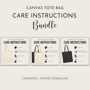 Pacote de cartão de cuidados para lavagem de sacola de lona, pacote de instruções de cuidados para sacola de lona, cartão de cuidados Liberty Bags OAD113, cartão de sacola Printify