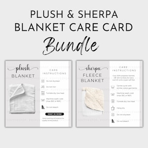 Blanket Care Card, Blanket Care Instructions, Velveteen Plush Blanket Mockup, Printify Blanket, Sherpa Fleece Blanket Mockup, Blanket Mockup