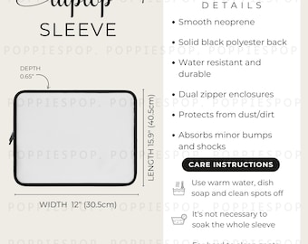 17" Laptop Sleeve Size Chart, Laptop Case Size Guide, Laptop Padded Bag  Care Card, Printify Laptop Sleeve, 17-inch Laptop Sleeve Mockup - Etsy  Canada
