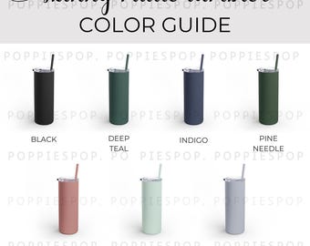 Skinny Matte Tumbler Color Guide, 20oz Tumbler Color Chart, POD Color Chart, Mockup Color Chart, Printify Skinny Tumbler, Listing Photo