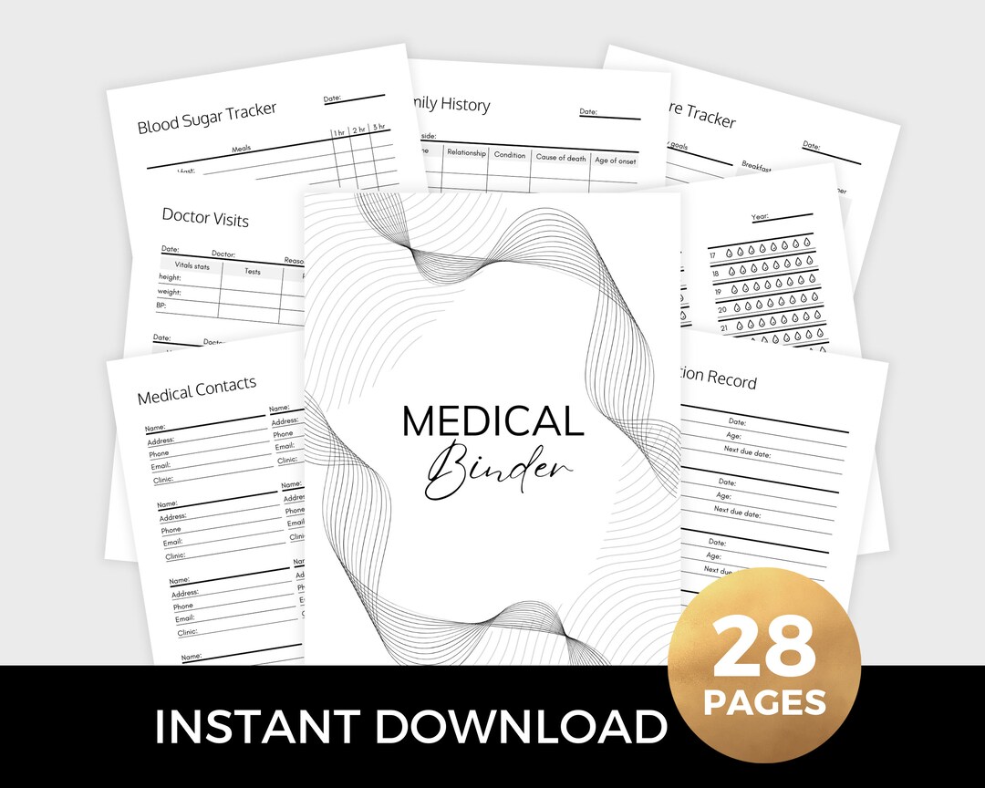 Modern Medical Binder Printable, Medical Planner, Medical Tracker ...