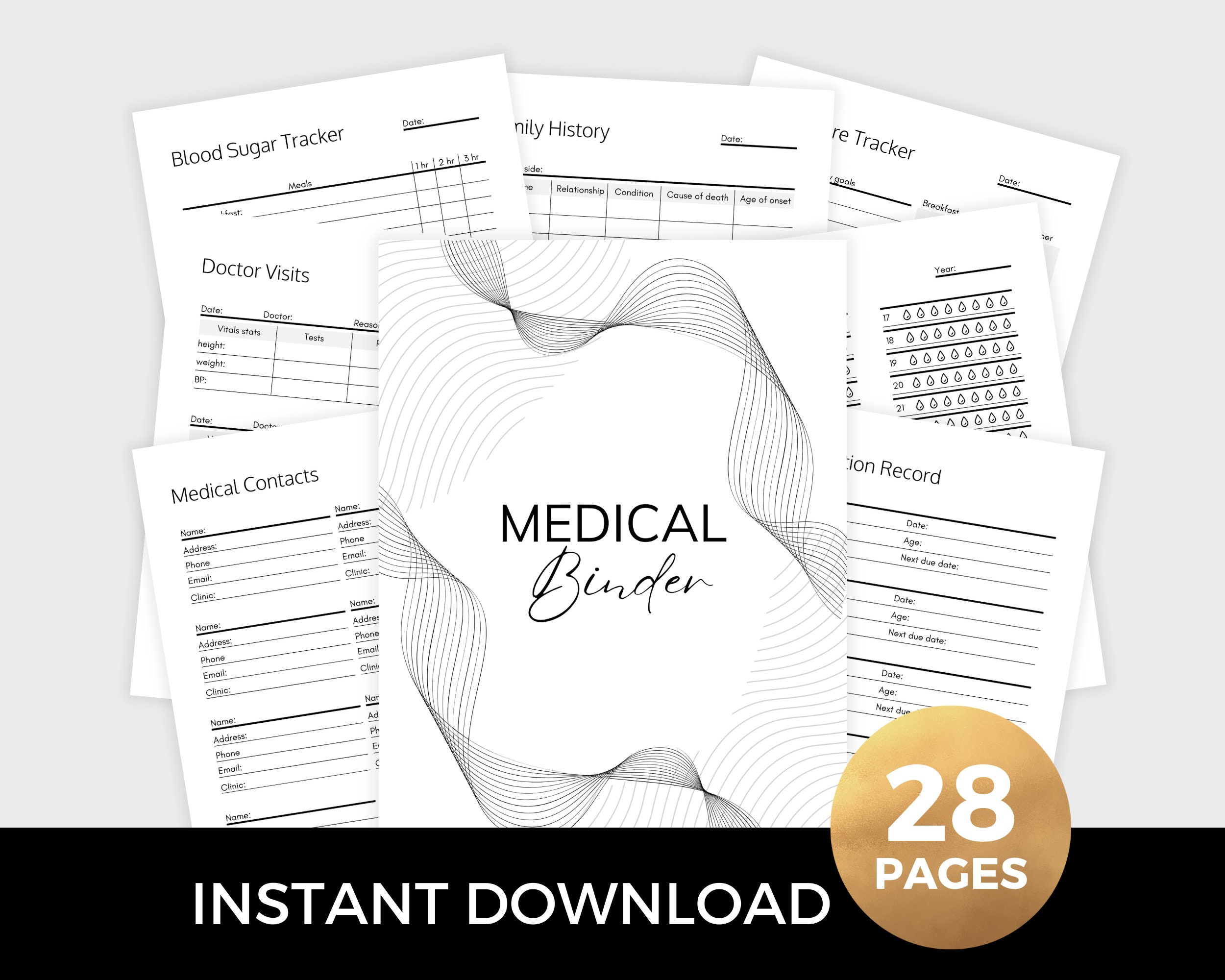 Modern Medical Binder Printable, Medical Planner, Medical Tracker ...