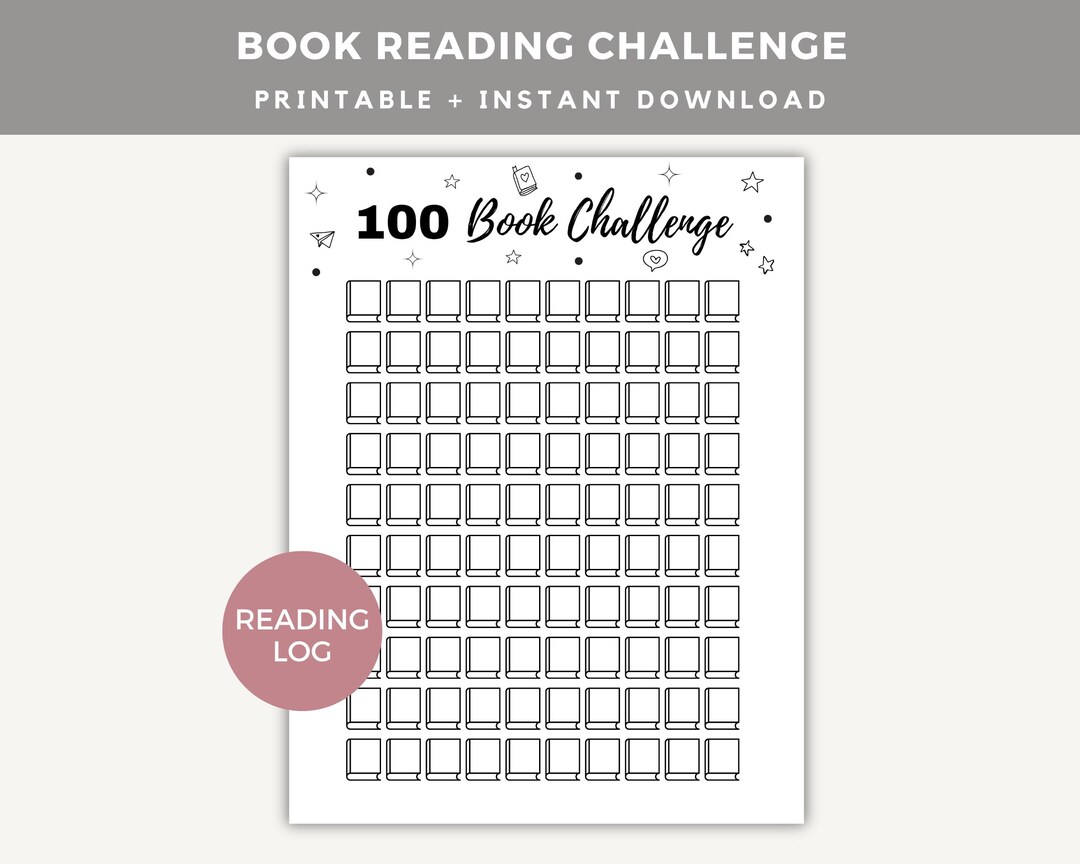 100 Book Reading Challenge PDF, Printable 100 Books Reading Log, 100 ...