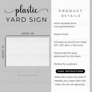 Plastic Yard Sign Mockup, Yard Sign Size Chart, Garden Sign Care Card, House Banner Mockup, Front Yard Sign Care, Printify Plastic Yard Sign