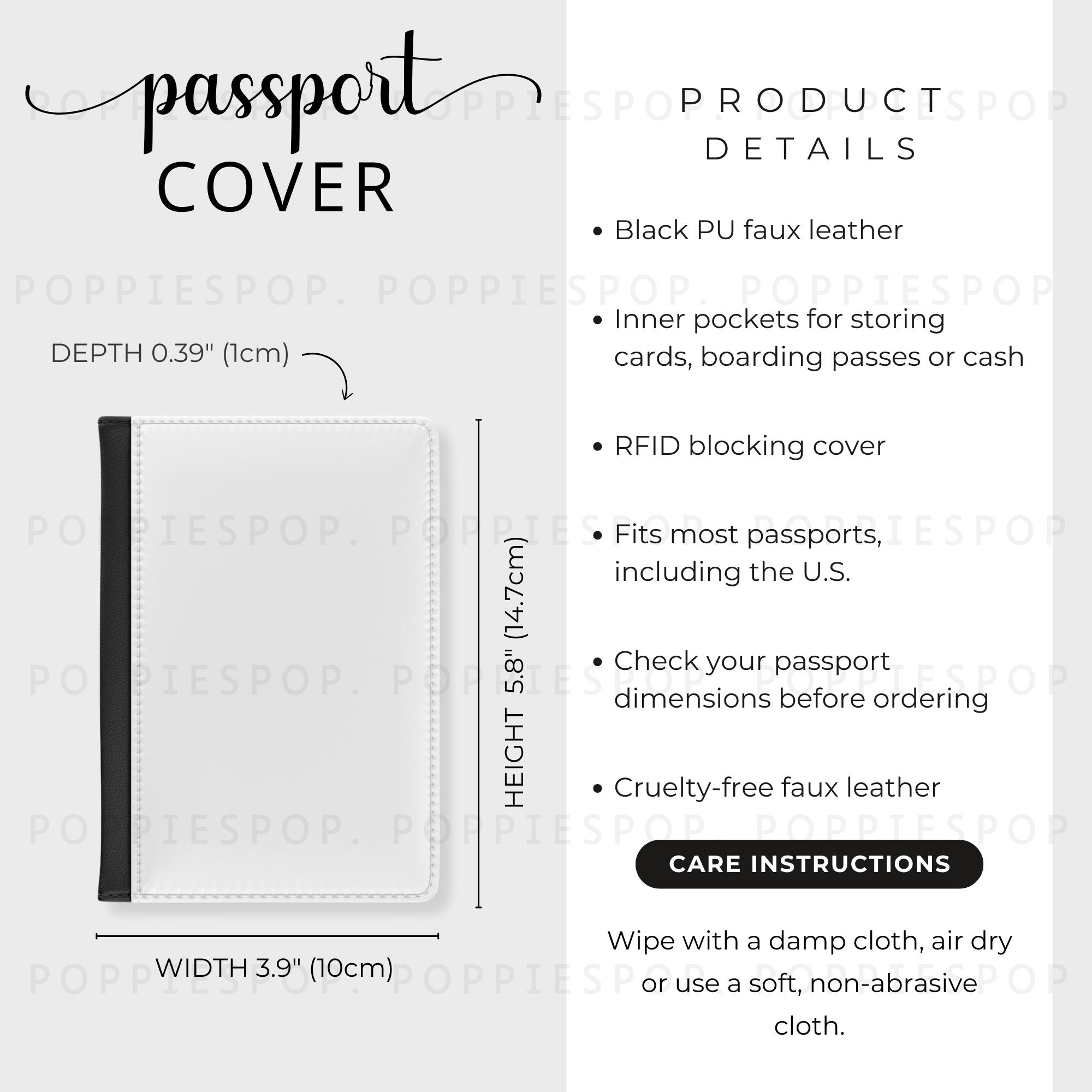Passport Cover Size Chart, Passport Holder Size Guide, Passport