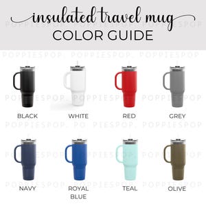 Insulated Travel Mug Color Guide, 40oz Tumbler Color Chart, POD Color Chart, Mockup Color Chart, Printify Travel Mug, Tumbler Listing Photo