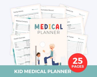 Kids Medical Planner Bundle, Kids Medical Records Organizer, Medical Information Binder, Medical History Tracker, Health Record Organization