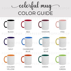 Colorful Mug Color Chart, Coffee Mug Color Guide, POD Color Chart, Mockup Color Chart, Printify Ceramic Mug, Accent Mug Listing Photo