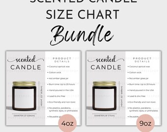 Scented Candle Size Chart Bundle, Amber Jar Candle Size Guide, Glass Candle Size Chart, Candle Size Chart, Printify Candle, Candle Mockup
