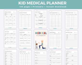 Kids Medical Planner Bundle, Kids Medical Records Organizer, Medical Information Binder, Medical History Tracker, Health Record Organization