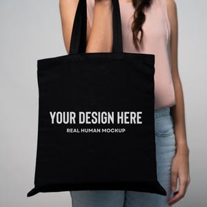 Black Tote Bag Mockup, Valentines Tote Bag Mockup, Real Model Tote Bag Mockup, Liberty Tote Bag Mockup, Printify Black Tote Bag, POD Mock