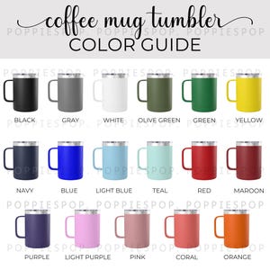 Coffee Mug Tumbler Color Guide, 15oz Mug Tumbler Color Chart, POD Color Chart, Tumbler Mockup Color Chart, Printify Coffee Mug Tumbler