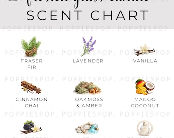 11oz Frosted Glass Candle Scent Chart, Candle Fragrance Guide, Candle Aroma Chart, Candle Scent Chart, Printify Candle, Candle Business