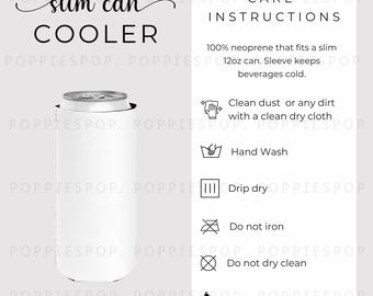 12 Unzen Slim Dosenkühler Pflegekarte, Dosenhalter Pflegekarte, Pflegehinweise für Getränkehülsen, Printify Dosenkühlerhülse, Bier Coozie Karte