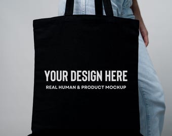 Tote Bag Mockup, Black Tote Bag Mockup, Real Model Tote Bag Mockup, Liberty Tote Bag Mockup, Printify Black Tote Bag, POD Tote Bag Mockup