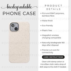 Biologisch abbaubare Telefonhülle Pflegekarte, Biologisch abbaubare Telefonhüllen Mockup, Biologisch abbaubare Telefonhülle für Handy, iPhone Hülle Mockup