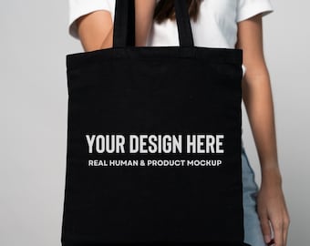 Tote Bag Mockup, Black Tote Bag Mockup, Liberty Tote Bag Mockup, Printify Black Tote Bag, POD Tote Bag Mockup,Real Model Tote Bag Mockup,