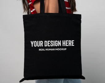 Black Tote Bag Mockup, Tote Bag Mockup, Real Model Tote Bag Mockup, Customizable Tote Bag Mockup, Liberty Tote Bag Mockup, Printify Tote Bag