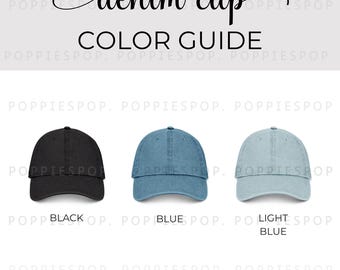 Denim Cap Color Guide, Denim Vintage Hat Color Chart, POD Color Chart, Mockup Color Chart, Printify Denim Cap, Cap Mockup, Hat Mockup