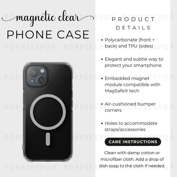 Magnetic Tough Phone Case Care Card, iPhone Magnetic Case Card