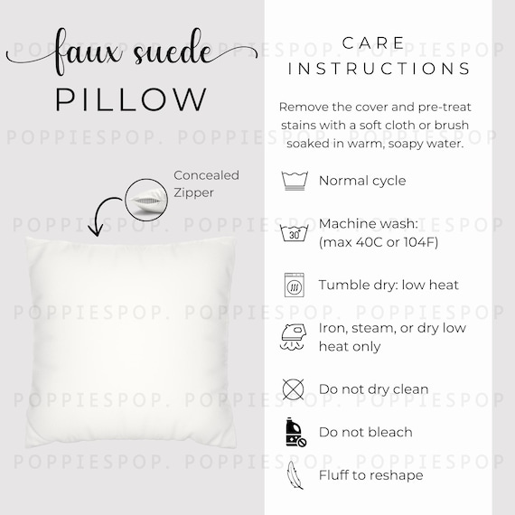suede pillow cover cleaning steps infographic