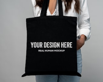 Black Tote Bag Mockup, Tote Bag Mockup, Real Model Tote Bag Mockup, Customizable Tote Bag Mockup, Liberty Tote Bag Mockup, Printify Tote Bag