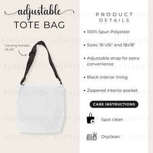 Cartão de cuidados com a bolsa ajustável, Cartão de cuidados para lavagem da bolsa, Instruções de lavagem da bolsa ajustável, Bolsa ajustável Printify (AOP)