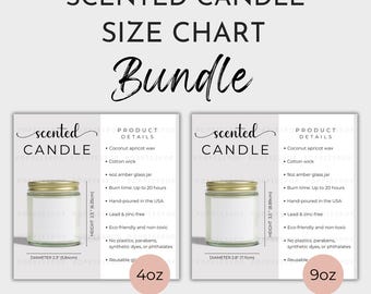 Scented Candle Size Chart Bundle, Clear Jar Candle Size Guide, Glass Candle Size Chart, Candle Size Chart, Printify Candle, Candle Mockup