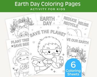 Earth Day Malseiten für Kinder, Earth Day druckbare Ausmalseiten, Earth Day Aktivität, Earth Day Klassenzimmer Aktivität, Earth Day Party, PDF