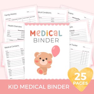 Bundel medische planner voor kinderen, organiser medische dossiers voor kinderen, ordner medische informatie, medische geschiedenistracker, organisatie medische dossiers