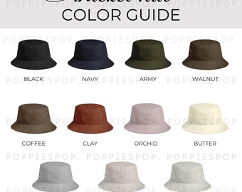 Bucket Hat Color Guide, Bucket Hat Color Chart, POD Color Chart, Mockup Color Chart, Printify Bucket Hat, Bucket Hat Mockup, Hat Mockup